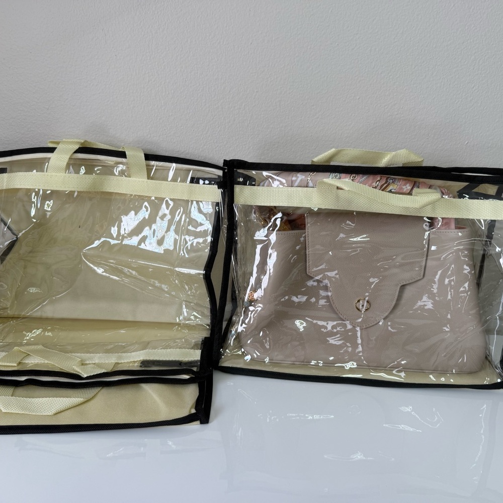 Transparent Beige Handbag with Cream Trim